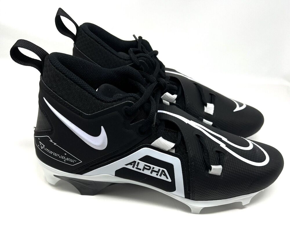 Nike Alpha Menace Pro 3 Mid Football Cleats Size 10 CT6649-001 Black White
